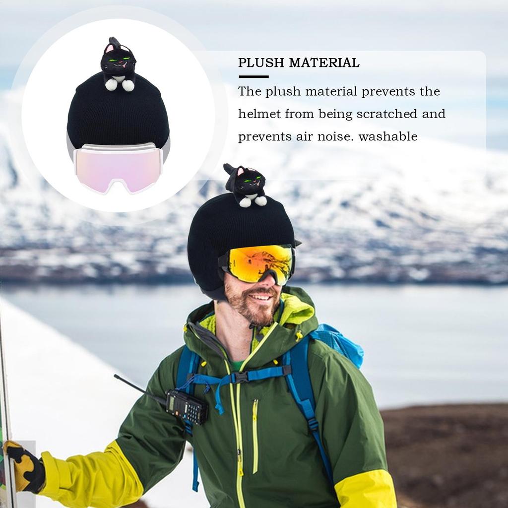 New Cute Cat Ears Ski Headgear Cover Double board Men Women Single Board black Plush Helmet Head Cover Outdoor Warm Protection