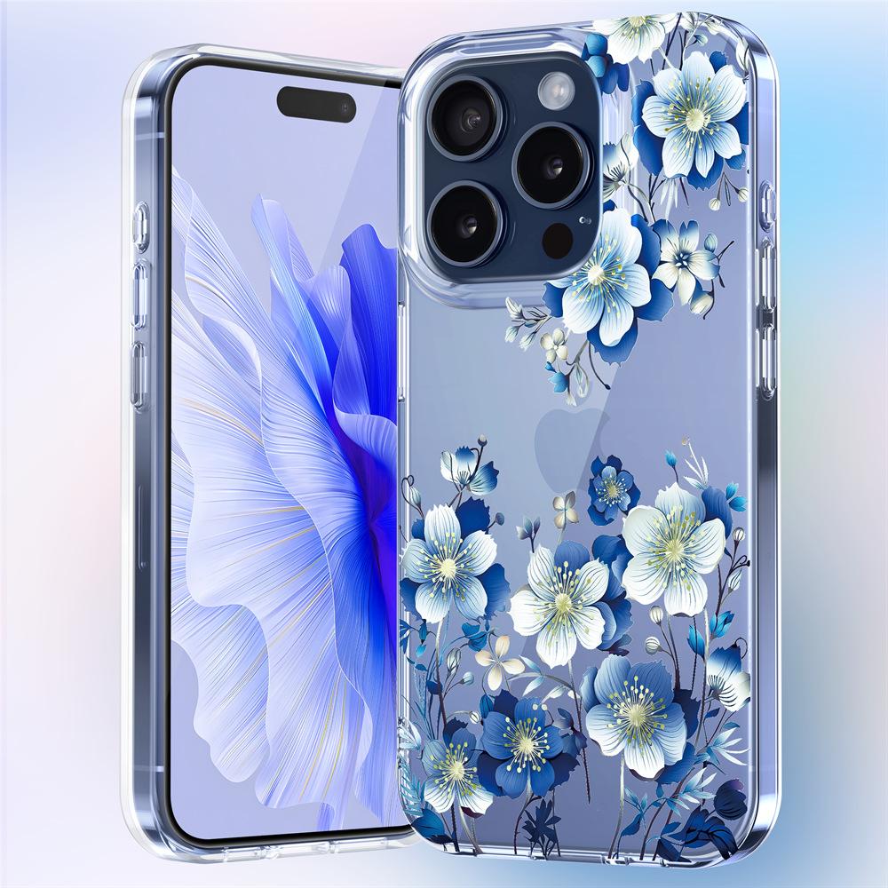 

Подходит для Apple 15 Чехол для мобильного телефона Двухслойный цветочный чехол для iPhone16 Гальваническое покрытие Imd Устойчивый к царапинам материал 13/12 Защитный чехол 16 pro max