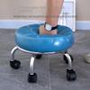 Aluminum Pulley Stool Low Round Stool with Wheels Creative Home Back Chair Lazy Housework Bench Portable Household