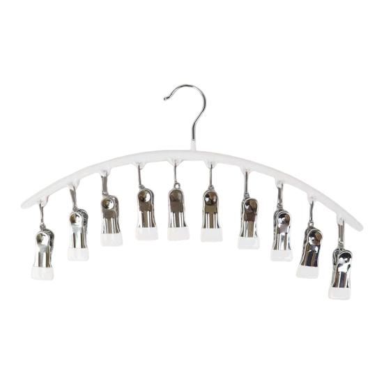 

Вешалка для хранения в шкафу с 10 зажимами, большая вместимость, прочная, несущая, ветрозащитная, многофункциональная белый