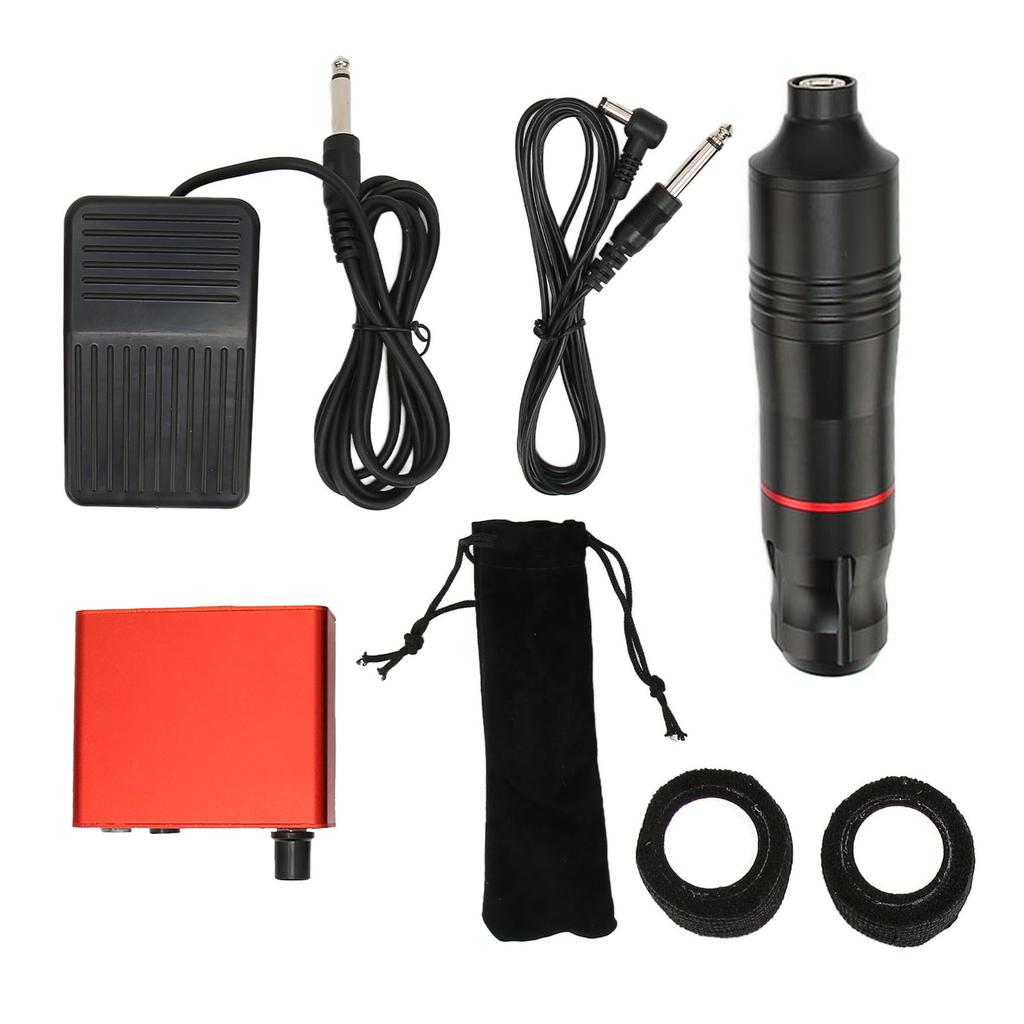 Tattoo Gun Kit Professional Tattoo Foot Pedal Pen Straps Power Supply for Tattoo Artists  Black