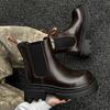 British muffin and big-headed Martin boots, black retro locomotive boots, thick-soled heightening Chelsea boots 66612-J