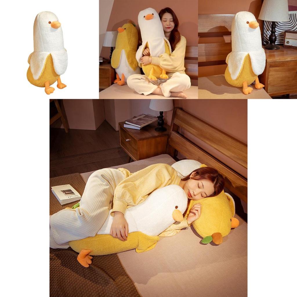 Adorabile Anatra Banana Gialla/bianca Peluche Giocattolo Cuscino da Abbracciare