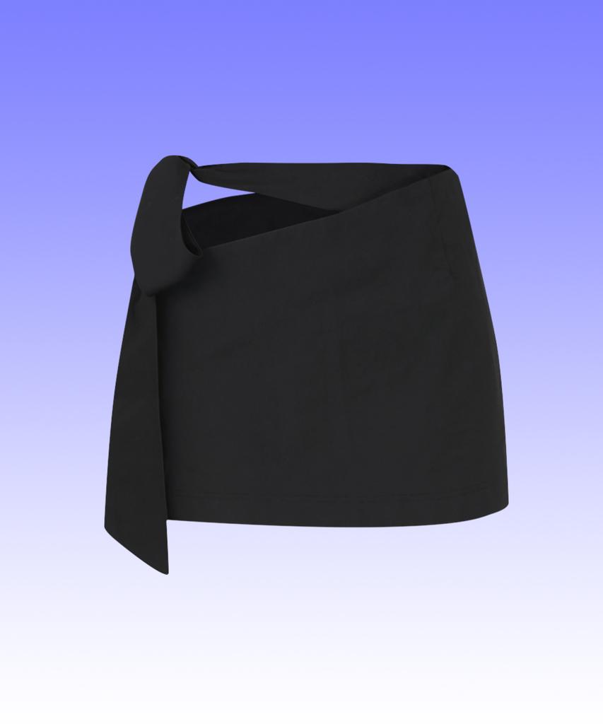 Kwajipyuliti Black Cotton Belted Skirt
