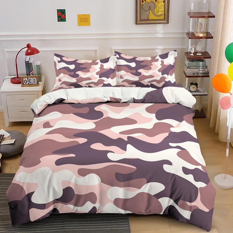 Fashion Camouflage Pattern Three-Piece Set Geometric Plaid Bed Sheet Quilt Cover Pillowcase Bedding Kit