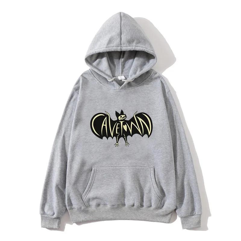 New hooded sweatshirt with torn Kafu logo, bat print unisex sportswear, urban fashion hooded sweatshirt