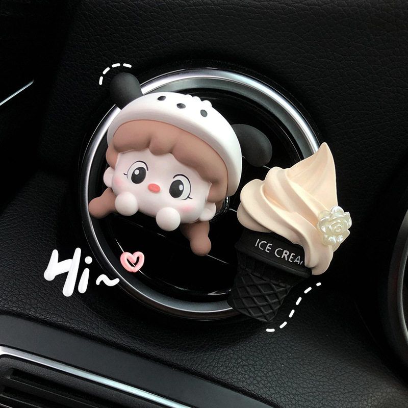 Cute Ice Cream Girl Car Aromatherapy Car Vent Decoration Perfume Car Interior Decoration Ornament Ornament Decoration Fragrant Stone