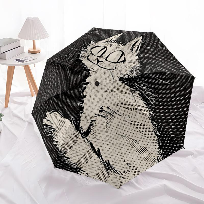 1 Stück Katzenbart Automatisches Öffnen/Schließen Regenschirm, Tragbarer Faltregenschirm, Kompakter Reise-Regenschirm für133