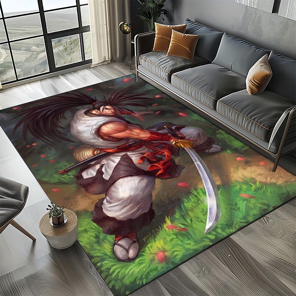 Retro Game Samurai Spirits Shodown Haohmaru Cartoon Carpet Rug for Living Room Bedroom Home Sofa Decoration,Non-slip Floor Mat