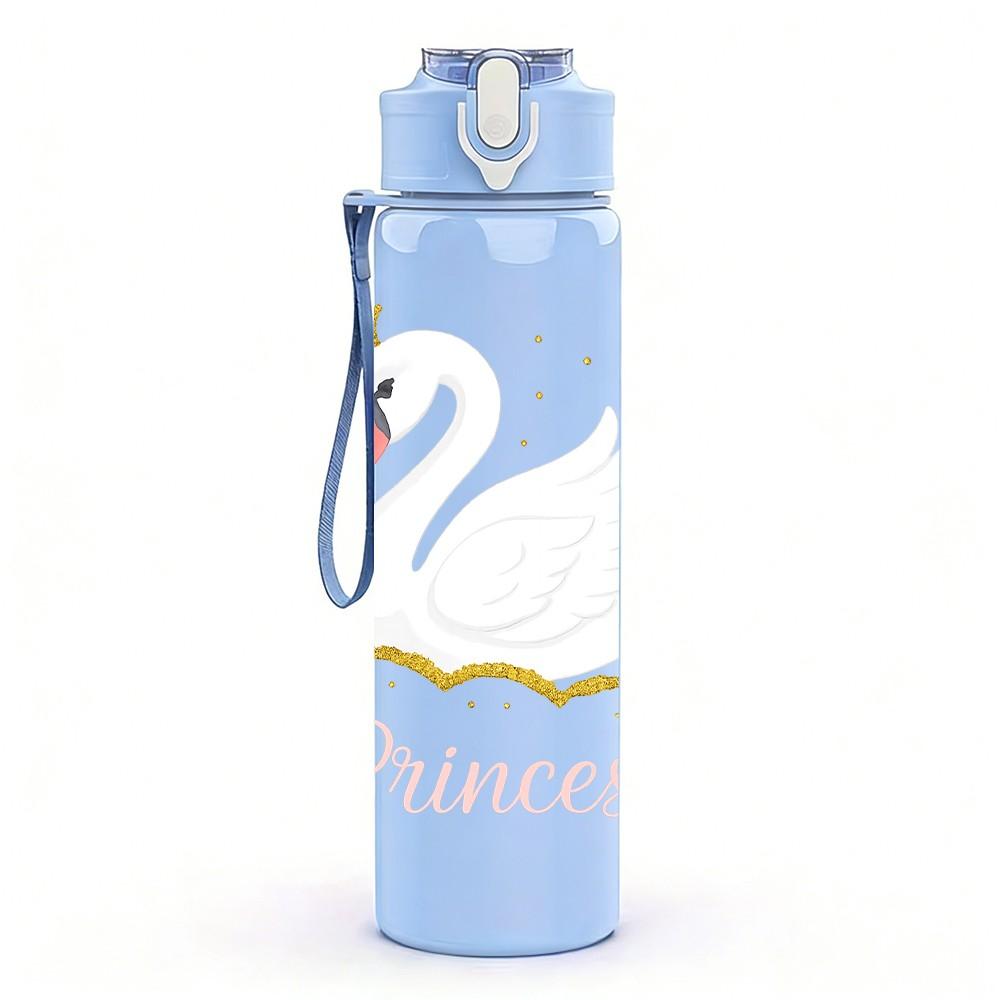 1PC Swan Princess Soft Art 750ml Color Plastic Sports Water Bottle Leakproof Flip Straw Lid Suitable for Sports Office Home Use