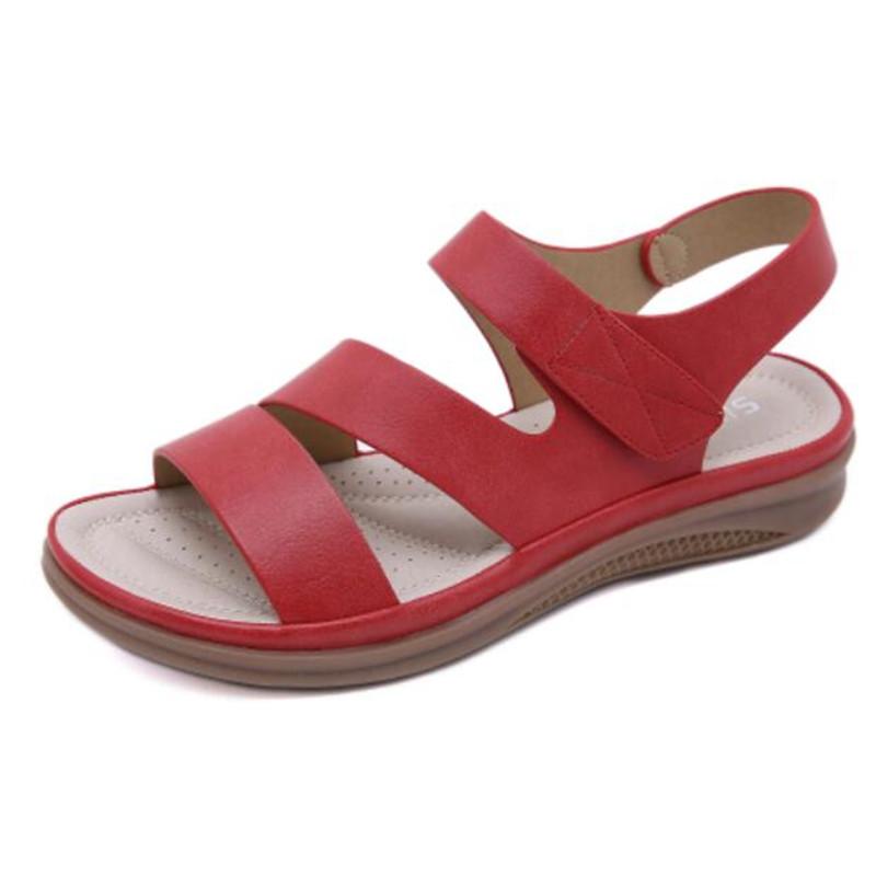 Genuine Leather Wedge Women Sandals Casual Comfort Flat Sandals Women Open Toe Beach Shoes Woman Footwear Sandalias Treking