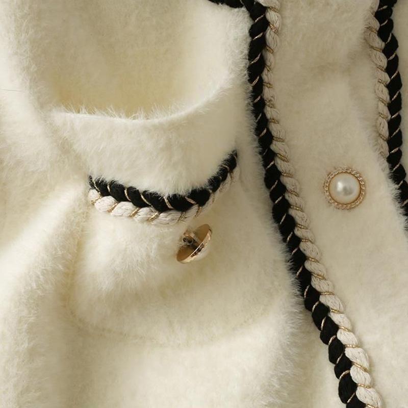 Plush Jacket Women's Fall and Winter Loose Sweater Knit Sweater Casual Large Size Thickened Jacket Tops