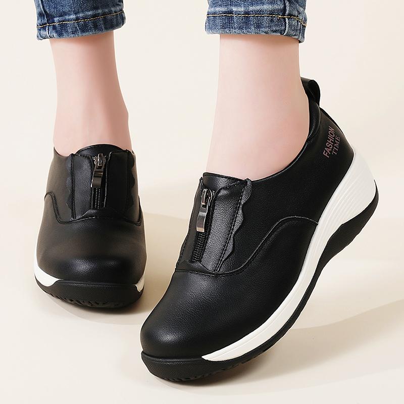 Women's 100% Genuine Leather Fashionable Casual Spring and Summer New Flat Leather Shoes, Loafers, Vulcanized Women's Shoes