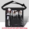 Private Label 34 Pcs Black Make up Brush Set Vegan High Quality Professional Natural Hair Goat Hair Makeup Brush Set with case