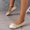 2025 New Women Flats Shoes Summer Ballet Flats Bow Women Shoes Slip on Sweet Hollow Flat Shoes Female Zapatos De Mujer