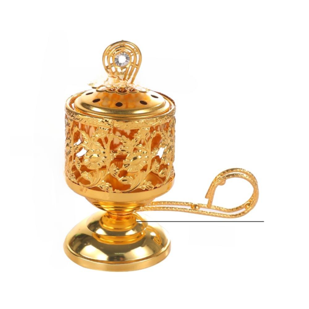 New Traditional Middle Eastern Arabic Incense Stove Handheld Metal Incense Stove Gold Aromatherapy Furnace Hotel