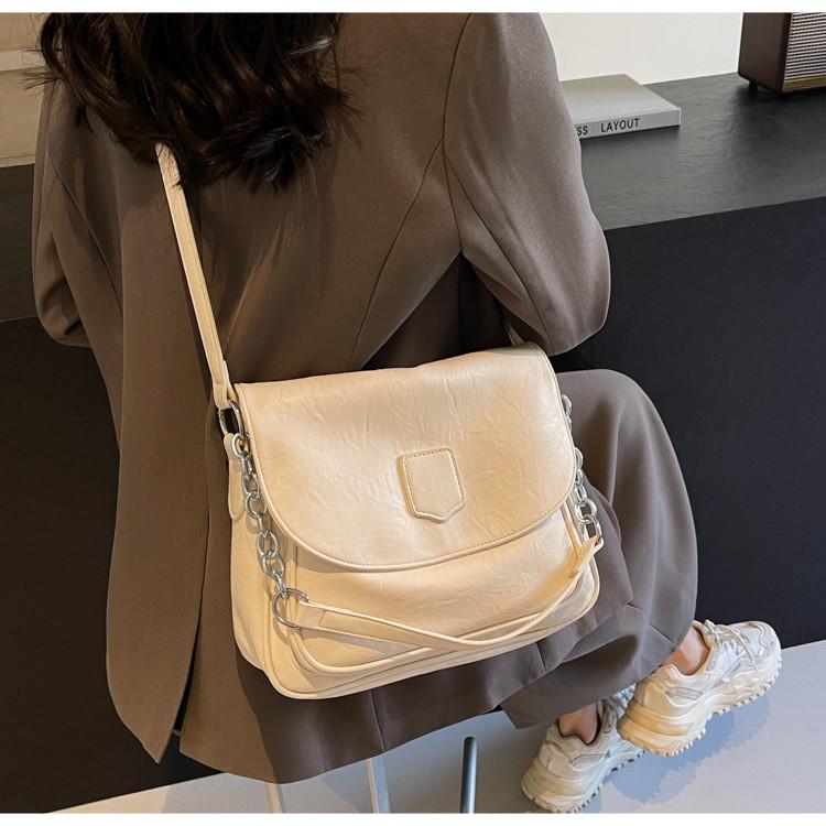 IELGY Retro Messenger Bag High-End Feel Large-Capacity Trendy Simple All-Ma