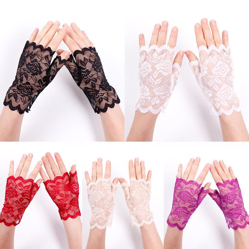Sale Sailor Dance Fingerless Womens Sexy Lace Gloves Mittens For Bride Ladies Half Finger Fishnet Gloves Mitten Handschoenen