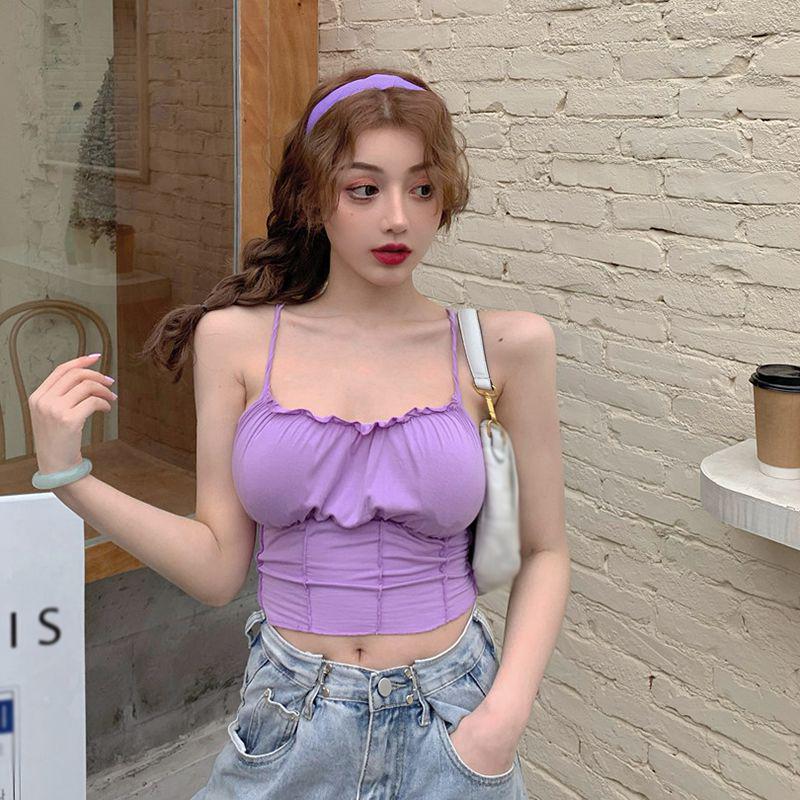 

Летний женский сексуальный жилет приталенного кроя для ношения на улице с лямками и обхватом груди, фиолетовый, один размер, майки-слинги