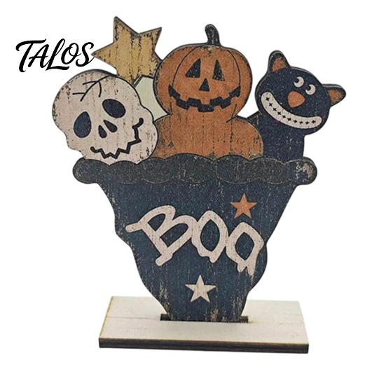 Versatile Room Decorations Cute Halloween Black Cat Pumpkin Skull Decor, Vintage Boo Wooden Sturdy Decorative Accents Signs, Tabletop Decoration