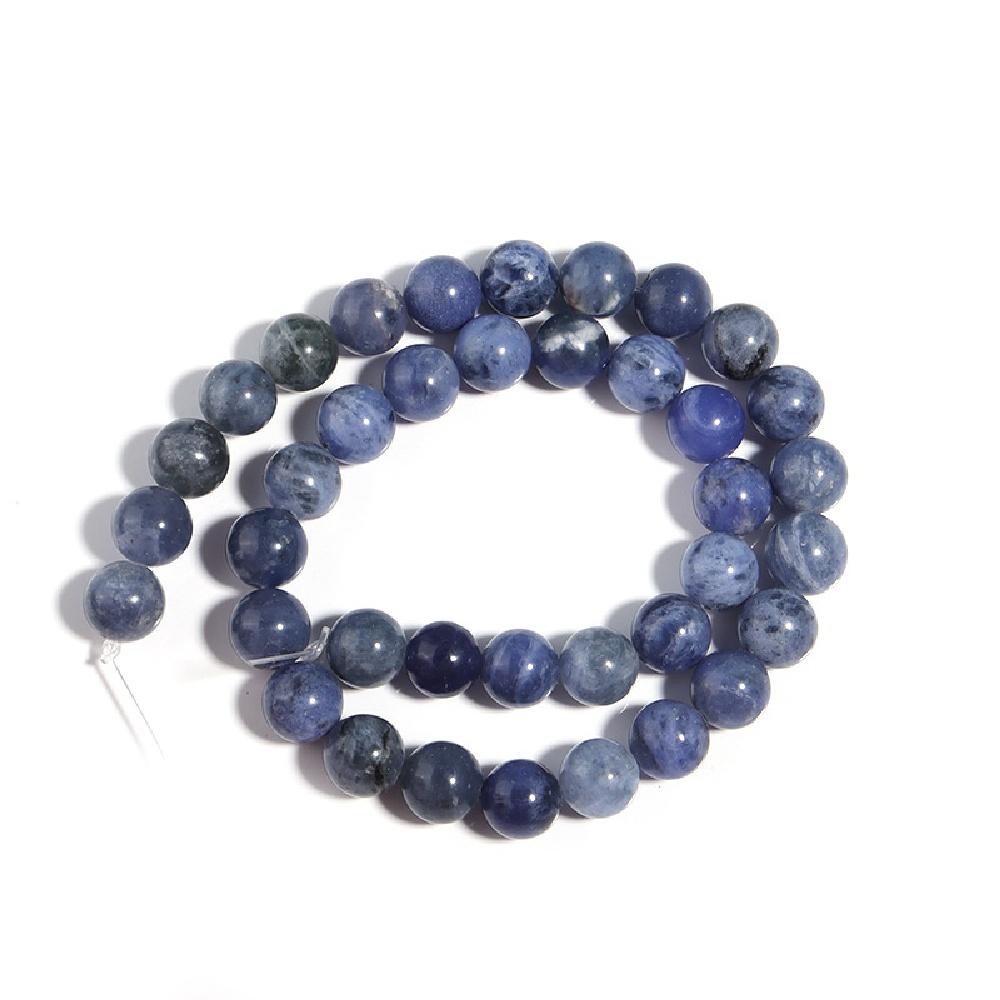 Blue-vein Sodalite Round Natural Stone Beads 15"Strand 4/6/8/10/12mm Smooth Loose Spacer Beads for Jewelry Making DIY Bracelets Accessories