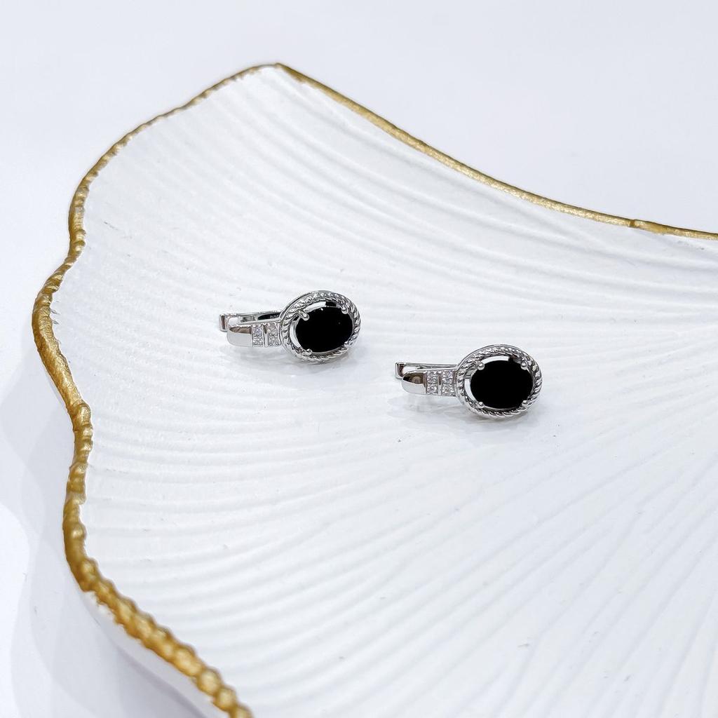 Silver Earrings with Natural Sapphire 4.927ct, Cubic Zirconia (2162780)