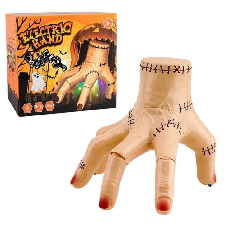 Horror Movie Themed Electric Crawling Hand With LED Lights Scary Noises And Sensor Triggered Movement Halloween Decoration
