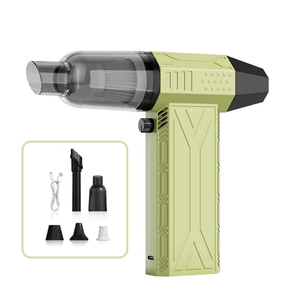 

Мощный воздуходув Violent Fan Real 130000 об/мин Пылесос для удаления пыли Зарядка Type-C Сильный ветер 53 м/с Бесщеточный турбореактивный воздуходув зелёный