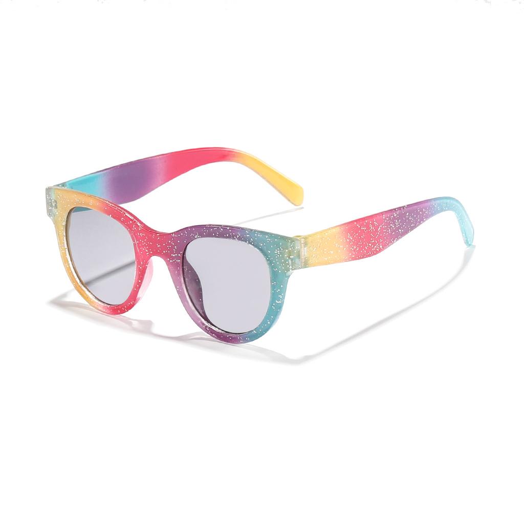 2024 Children'S New Rainbow Round Frame Sunglasses Shining Summer Outdoor Sunshade Sun Glasses Trendy Fashionable Eyewear