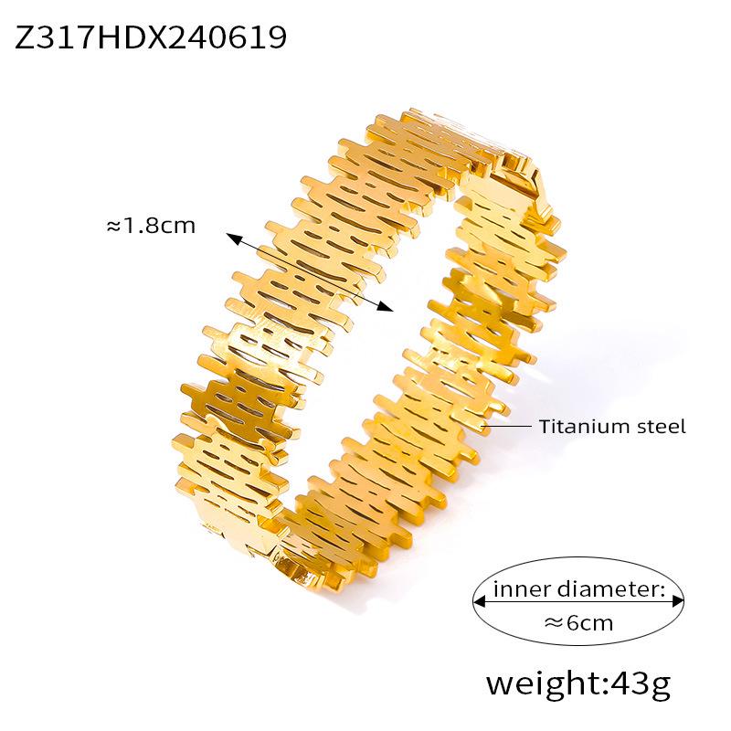 Trendy Geometric Hollow Irregular Bangle in Titanium Steel