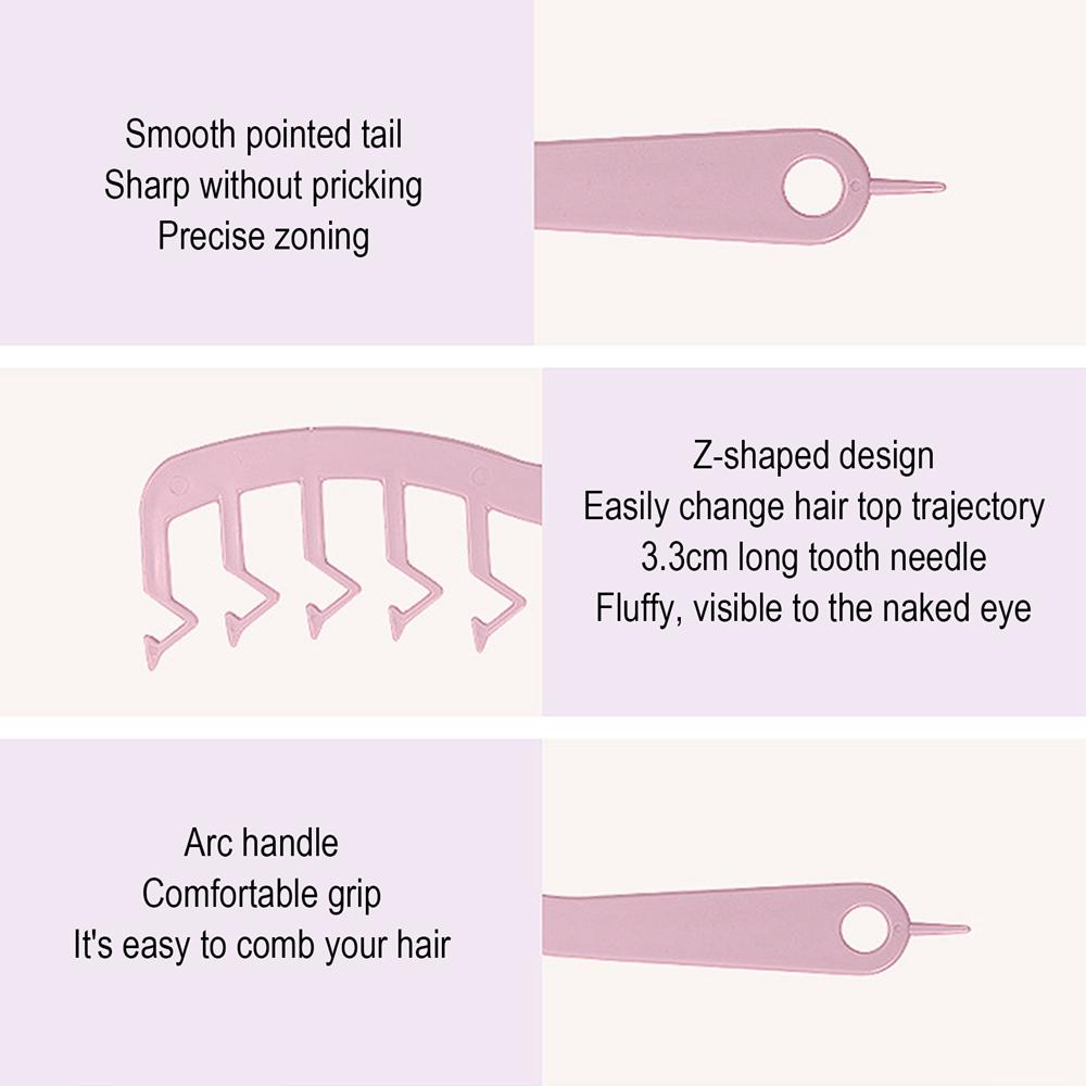 Hair Styling Hair Fluffy Roots Combs Hairline Comb Hair Slit Cover Brush Z Shaped Design Soft Curly Hair Fluffy Hair Comb