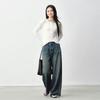 Jingdong Jingzao Women's High-Waist Wide-Leg Drapey Jeans