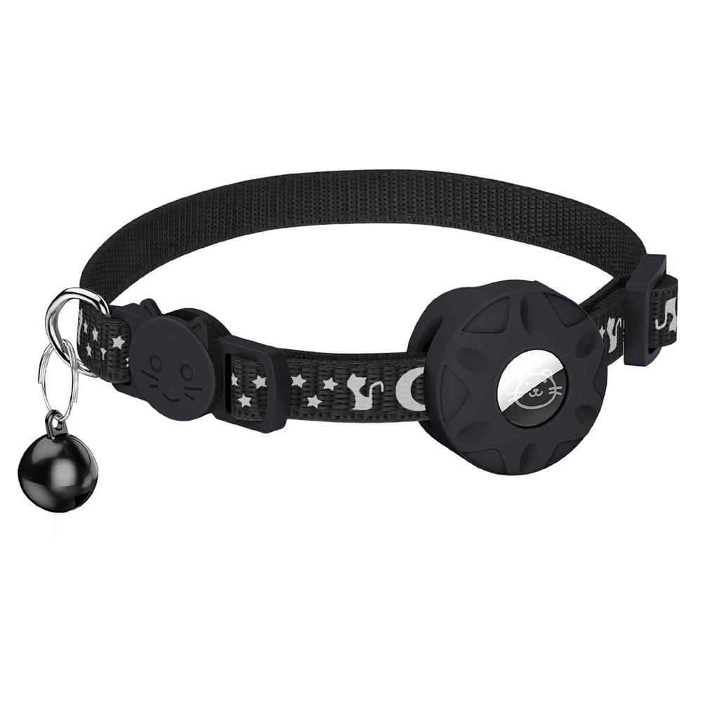 Practical-For Air Tag Cat Collar, Reflective Collar For Cat With Safety Buckle And Waterproof Holder In 3/8Inch Width