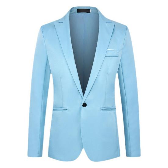 Jachetă de costum casual pentru bărbați, rever, mânecă lungă, buzunare cu un nasture, blazer slim fit, culoare solidă, costum de afaceri, haină, haine de lucru