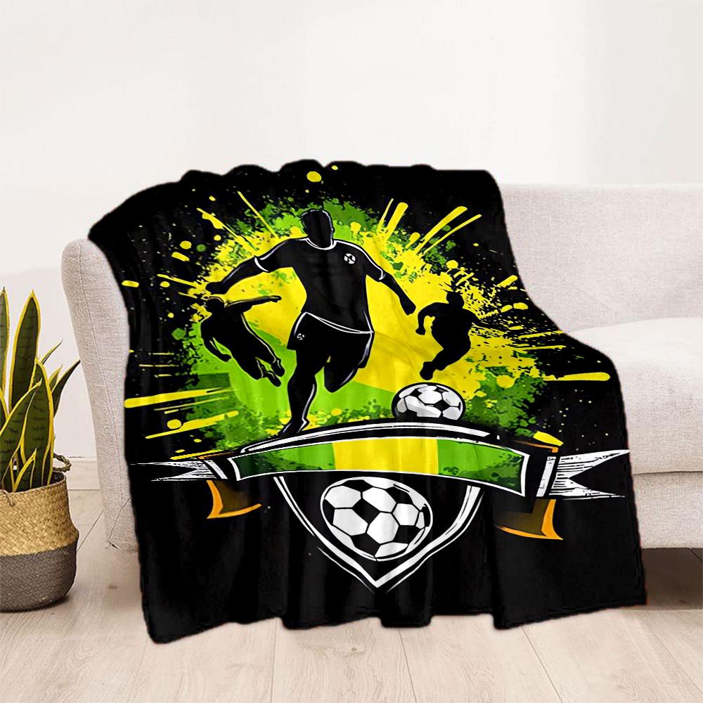 1 Stück Fußball-Decke Bequem Weich Leicht Alle Jahreszeiten Mehrzweck-Decke Reisen Camping Picknicks Sofa Büro Bett Wohnzimmer Geschenk Freunde