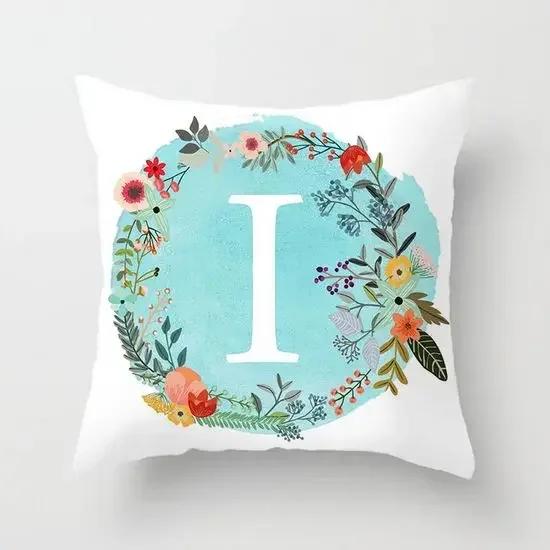 A-Z Letter Cushion Cover Blue Floral   Soft Throw Pillow Cover Decorative Sofa Pillow Case Pillowcase