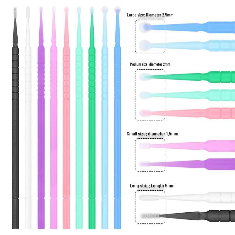 Premium Disposable Colored Nano Cotton Swabs for Eyelash Extensions, Tattooing, and Makeup Cleaning