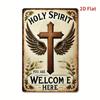 Metal Poster Holy Spirit Cross Wings Vintage Religious Wall Decor