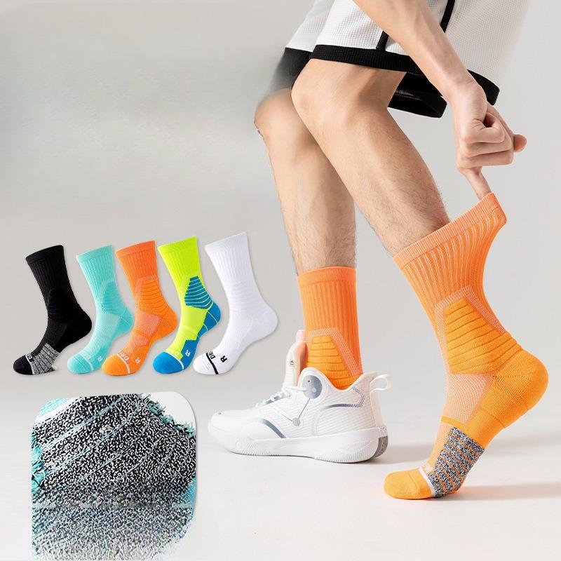 Male Autumn and Winter Heavy Towel Bottom Sports Running Basketball Badminton High Socks