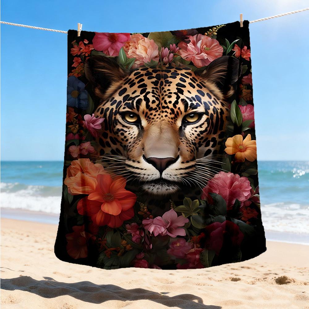 1pc Leopard Floral Print Outdoor Blanket, Soft And Comfortable Blanket, Casual Warm Outdoor Blanket, Camping Travel Blanket yy251201110 75x90cm
