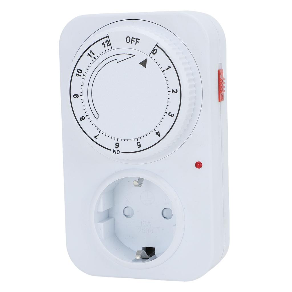 12-Stunden Mechanische Zeitschaltuhr 16A Flammenhemmendes PC Timer-Stecker für Innenbeleuchtung Elektrofahrrad-Ladung