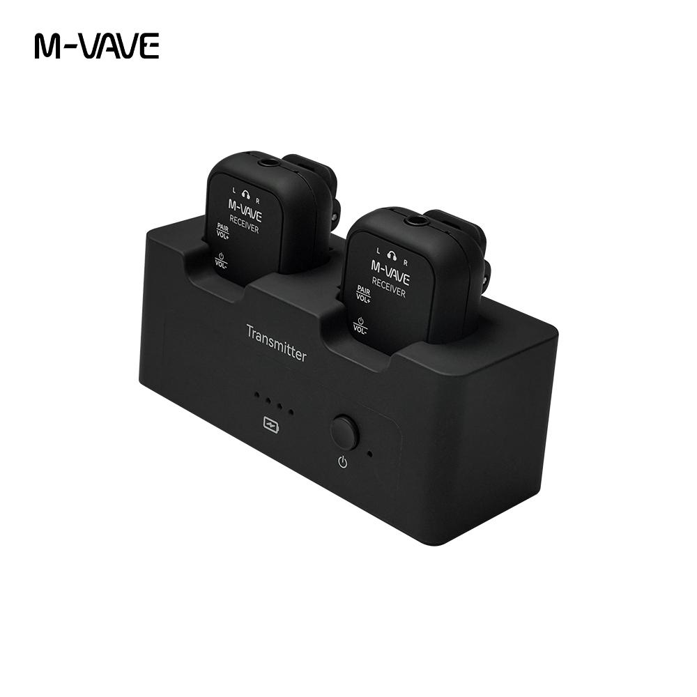 M-VAVE WP-12 2.4GHz Wireless IEM System/1 Transmitter 2 Receivers/3ms Latency/24H Playback/for Live Sound Monitoring Musician