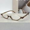 New cat's eye half-frame fashion glasses retro literary trend women's European and American versatile small frame metal flat mirror