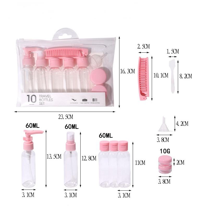 10 Pcs Makeup Containers Kit Cosmetic Makeup Liquids Travel Container Clear Refillable Containers Travel Bottles Set