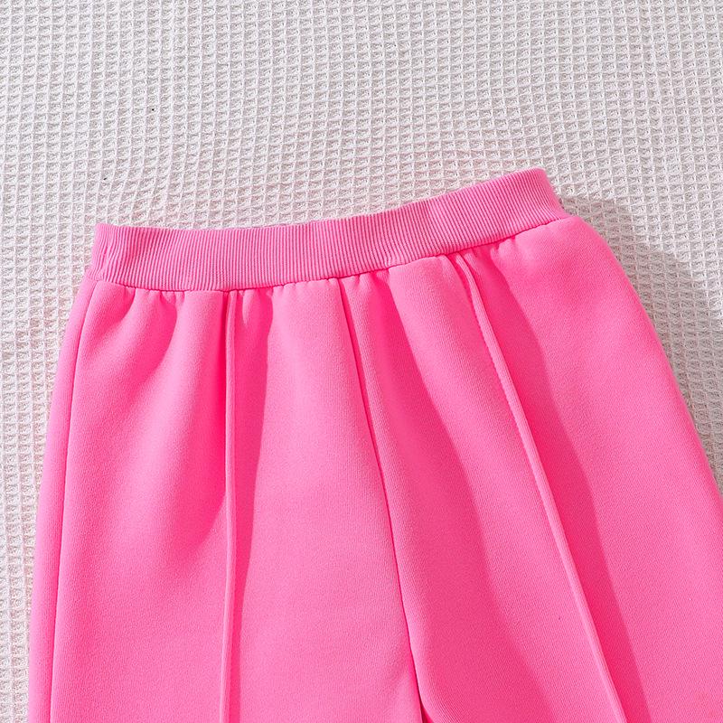 Girls' Fleece-Lined Spring Hoodie & Wide-Leg Pants Two-Piece Set 2025