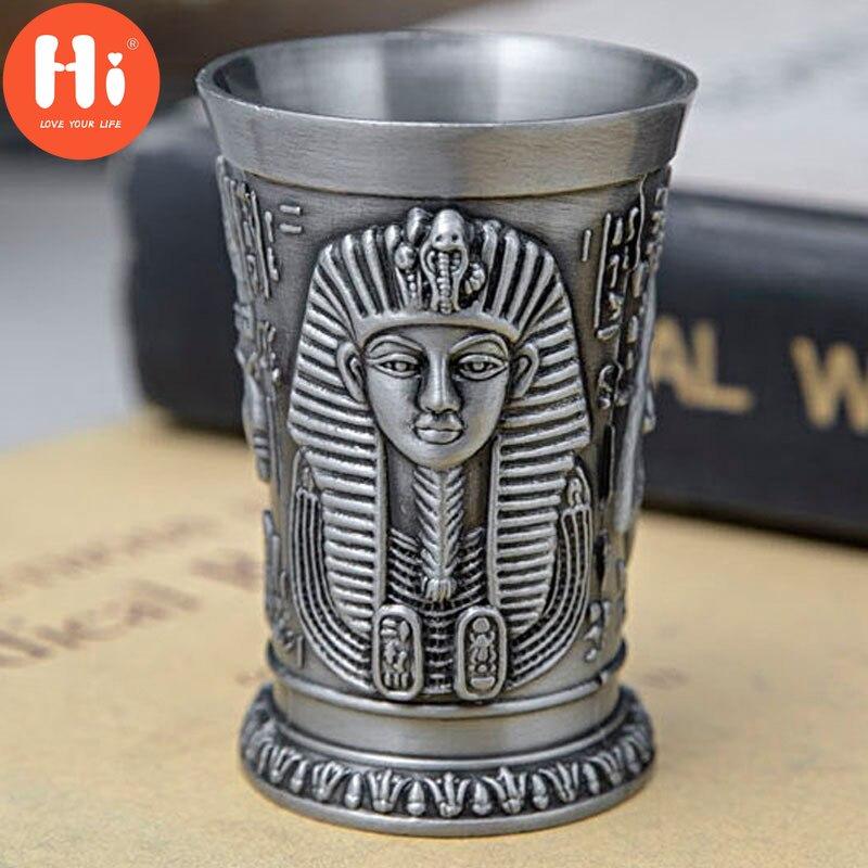 Hi Metal Egyptské sklenice na víno Slitina zinku Koktejlový panák Hrnek na koktejl Starověký Egypt Hrnek na víno Bar Nádobí Craft