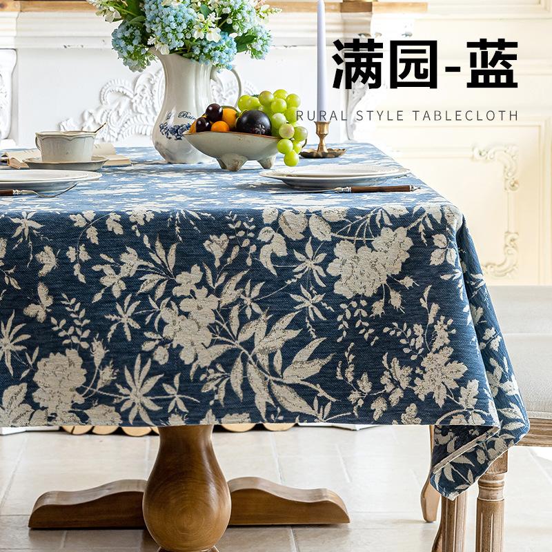 

Скатерть жаккардовая в стиле ретро для дома, ресторана, украшение стола, чайный столик, ТВ-тумба, кухонный шкаф, пылезащитная, домашний декор 90x90cm синий