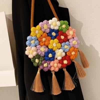 National Beauty Su Väska Dammode Trend Blomma Liten Rund Väska Utländsk Stil Hel Axel Crossbody-väska