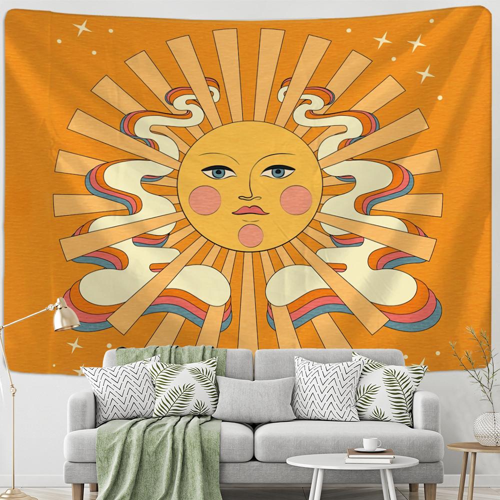 Retro Girl Tapestry Wall Hanging Colorful Boho Hippie Tapiz Aesthetic Room Home Decor Background Fabric