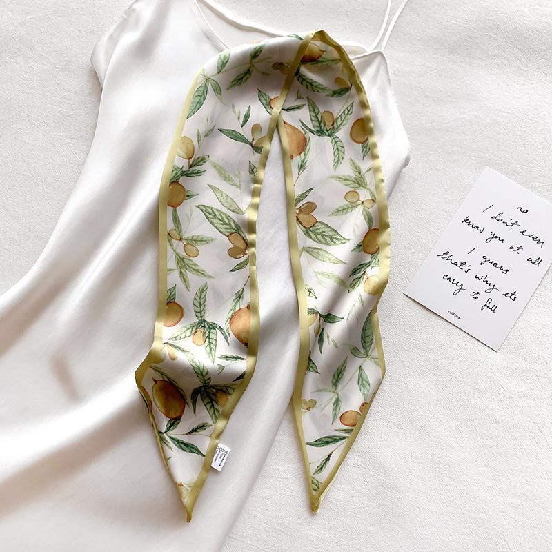 New Korean Style Decorative Thin Narrow Striped Small Scarf for Women's Hairband Decorative Scarf with Long Ribbon Scarf for Women